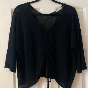 Women’s Jolie black v-neck cinched shirt